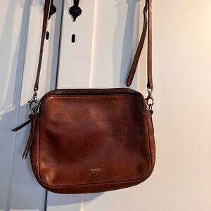 Fossil Brown Leather Crossbody Bag